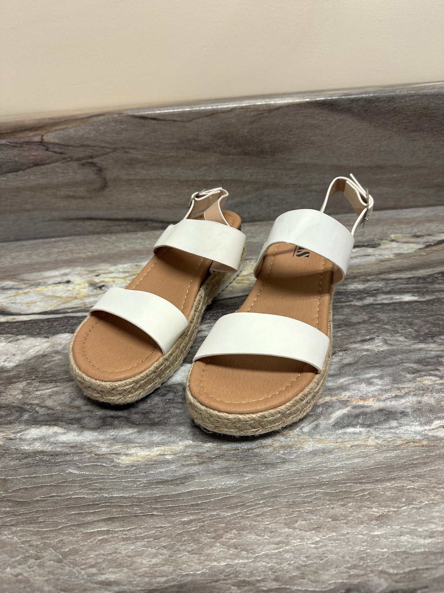 Size 6.5 white platform sandals