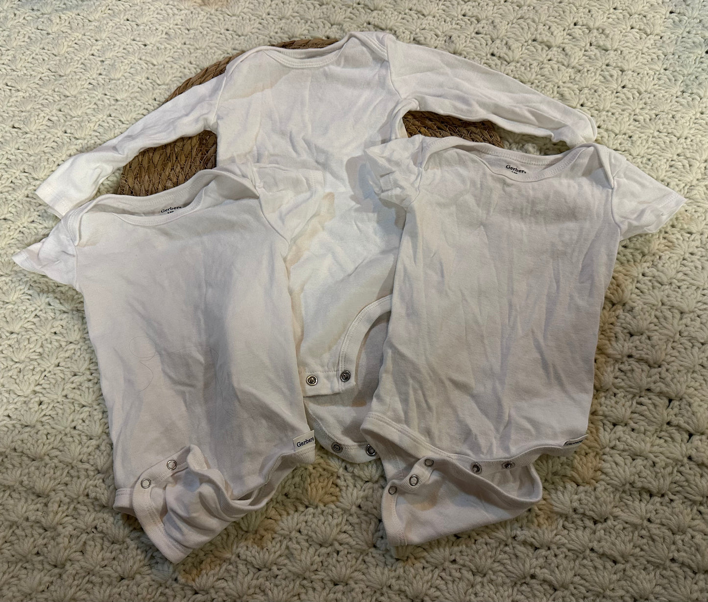 6/9m white onesies